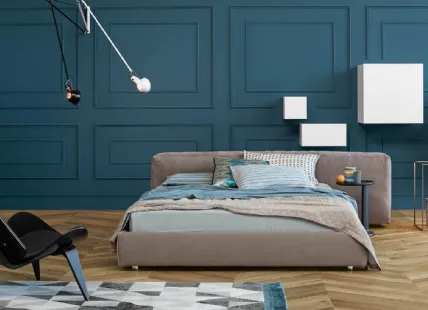 Upholstered Bed with Asymmetrical Headboard