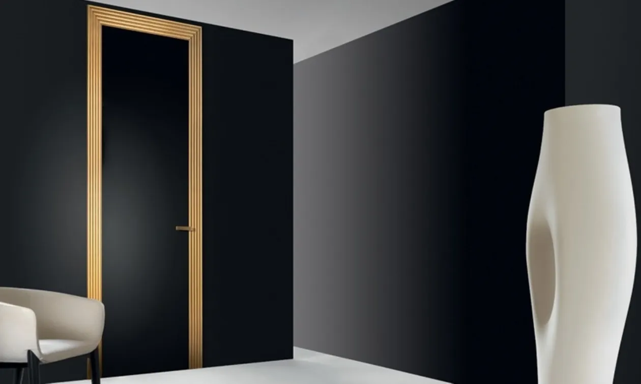 Black and Gold Lacquered Door