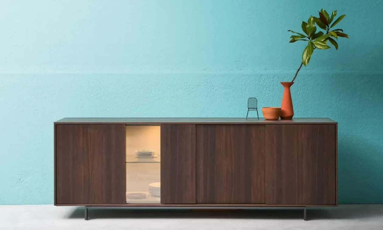 Wooden Sideboard with Metal Base