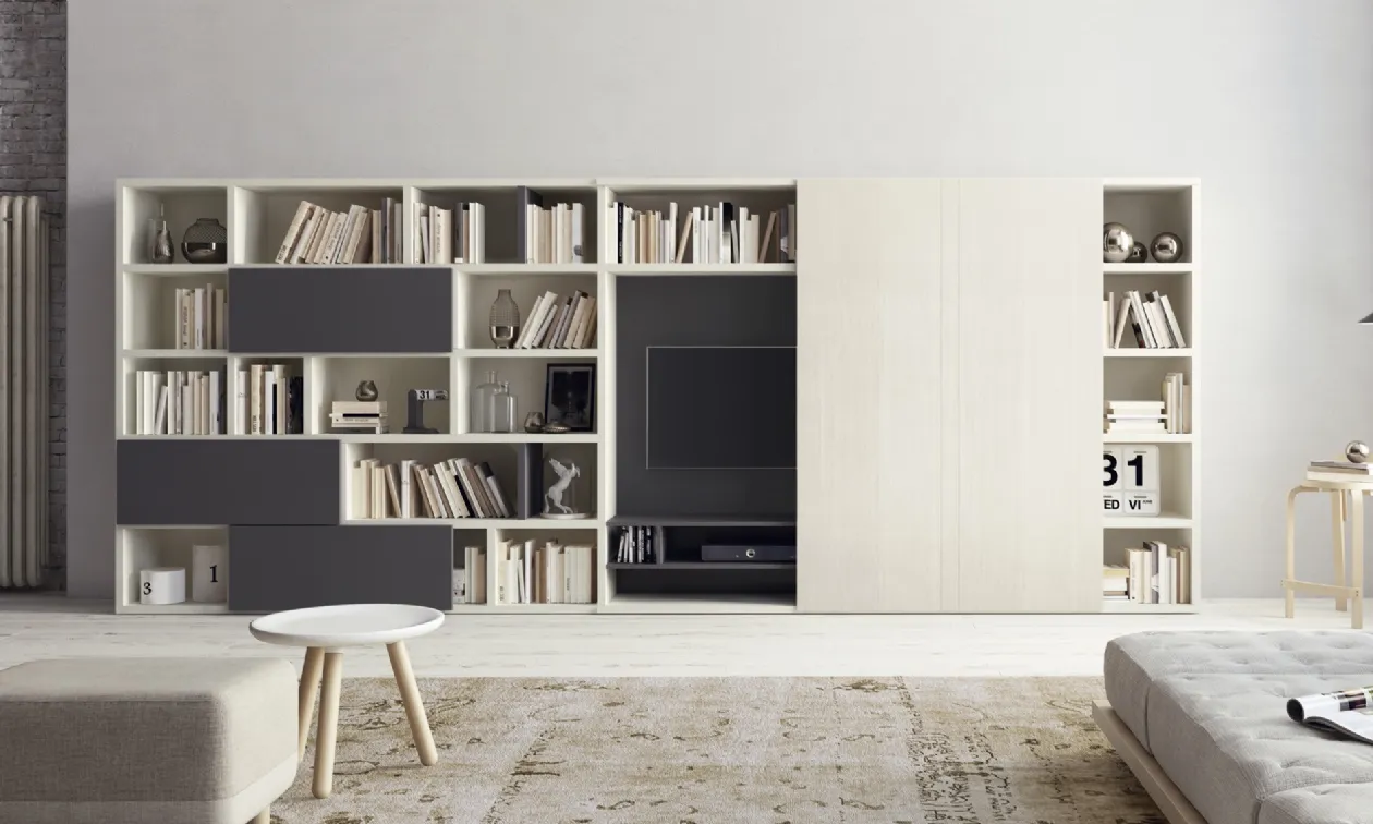 Bookcase with Sliding Panel