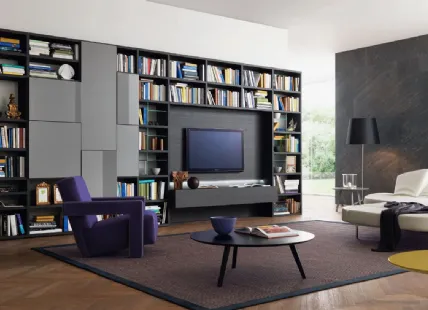 Oak and Lacquered Bookcase with Glass Shelf