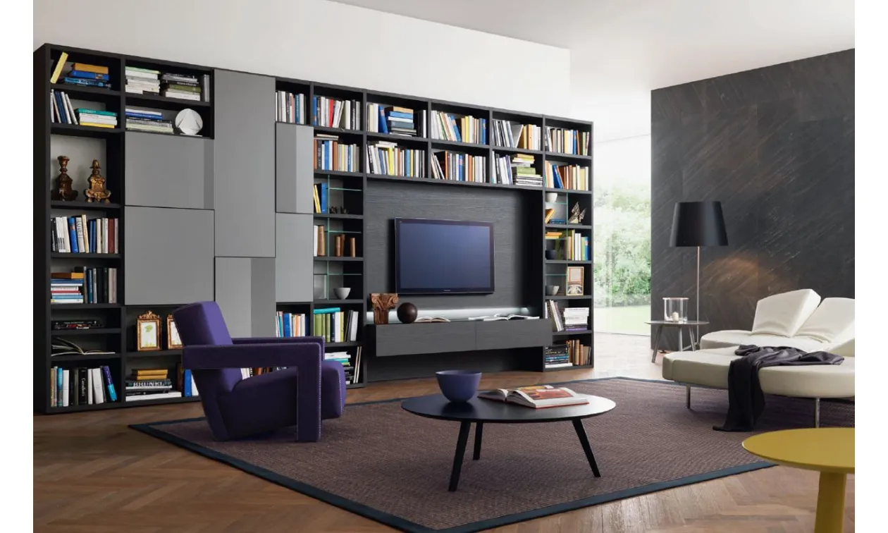 Oak and Lacquered Bookcase with Glass Shelf