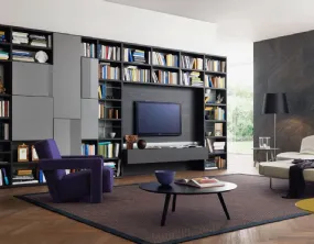 Oak and Lacquered Bookcase with Glass Shelf