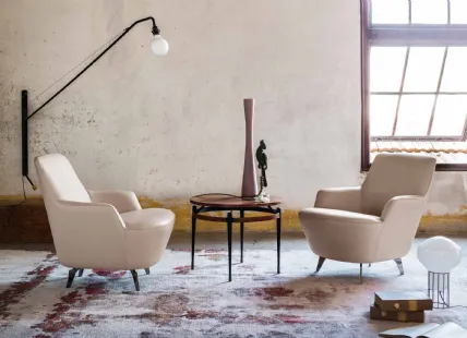 Upholstered Armchair with Metal Legs