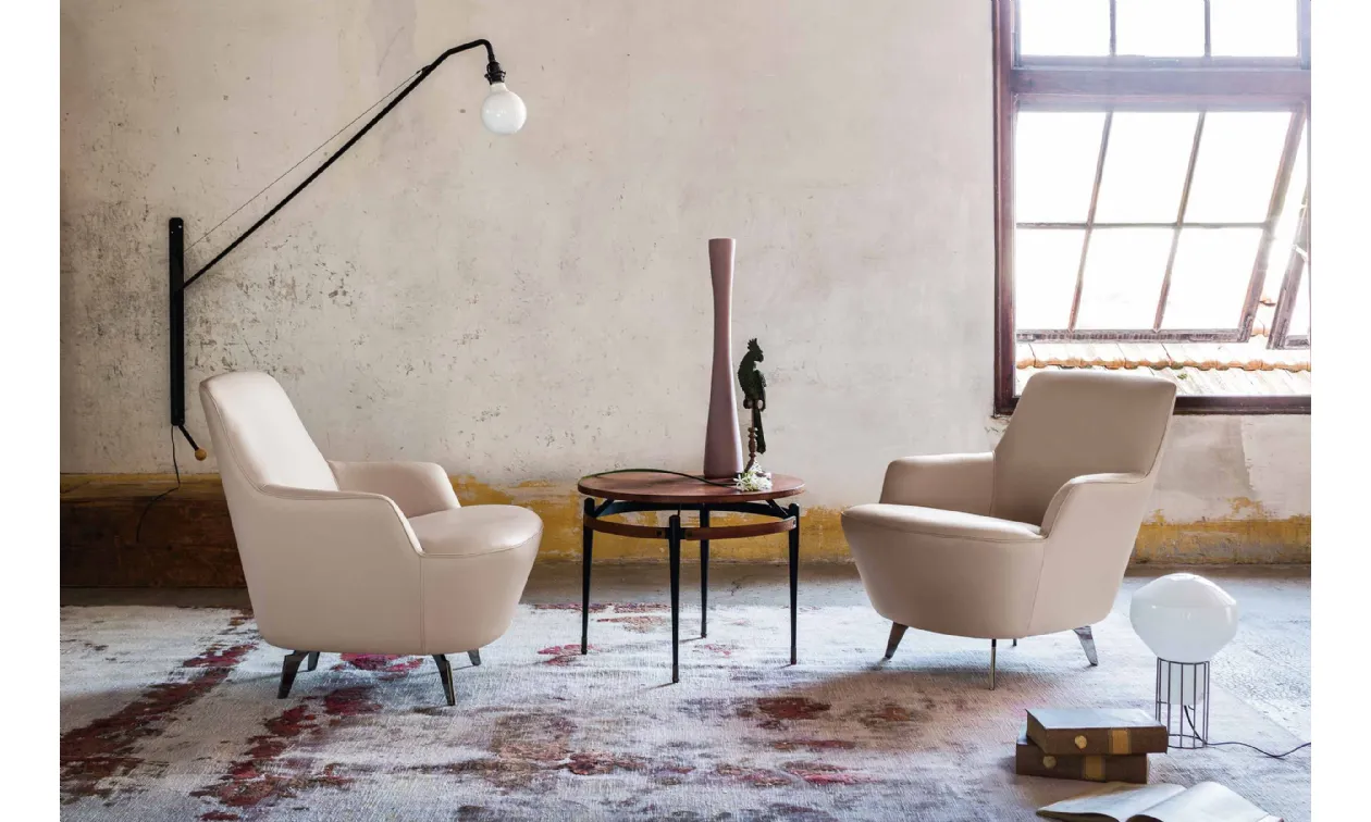 Upholstered Armchair with Metal Legs