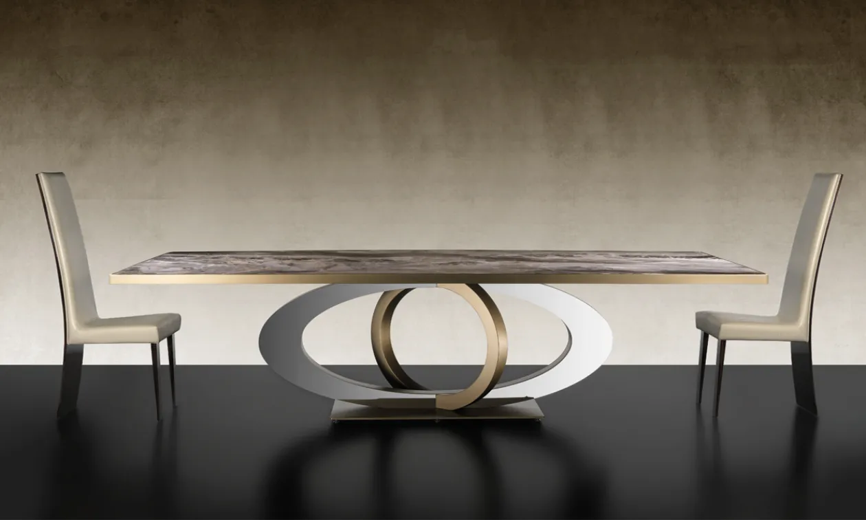 Table with Wooden Stand and Marble Floor